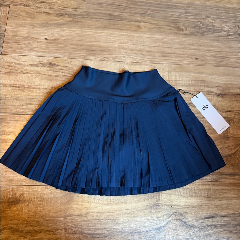 ALO Yoga Navy Pleated Skater Skirt